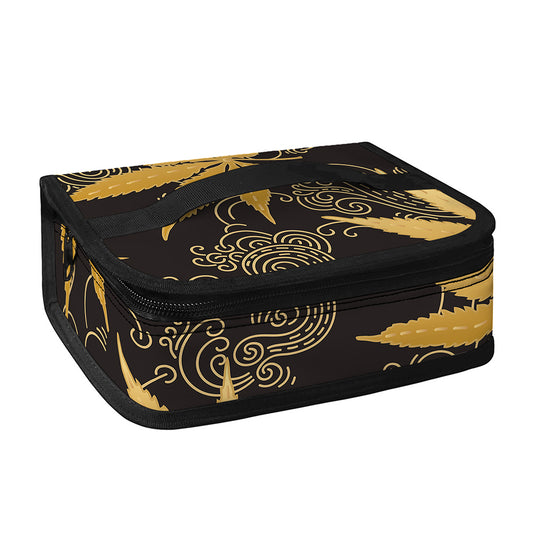 Gold Cannabis Leaf Pattern Print Small Lunch Bag