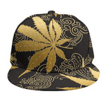 Gold Cannabis Leaf Pattern Print Snapback Cap