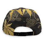 Gold Cannabis Leaf Pattern Print Snapback Cap