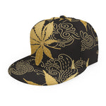 Gold Cannabis Leaf Pattern Print Snapback Cap