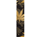 Gold Cannabis Leaf Pattern Print Table Runner