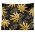 Gold Cannabis Leaf Pattern Print Tapestry
