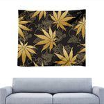 Gold Cannabis Leaf Pattern Print Tapestry