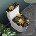 Gold Cannabis Leaf Pattern Print Toilet Lid And Tank Cover Set