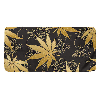 Gold Cannabis Leaf Pattern Print Towel