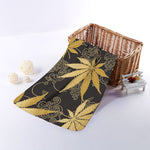 Gold Cannabis Leaf Pattern Print Towel
