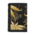 Gold Cannabis Leaf Pattern Print Trifold Wallet