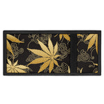 Gold Cannabis Leaf Pattern Print Trifold Wallet