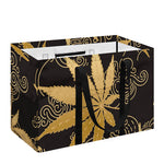 Gold Cannabis Leaf Pattern Print Utility Tote Bag