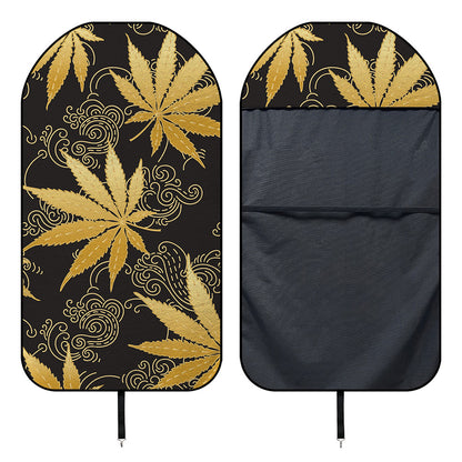 Gold Cannabis Leaf Pattern Print Waterproof Car Seat Cover
