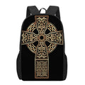 Gold Celtic Knot Cross Print 17 Inch Backpack