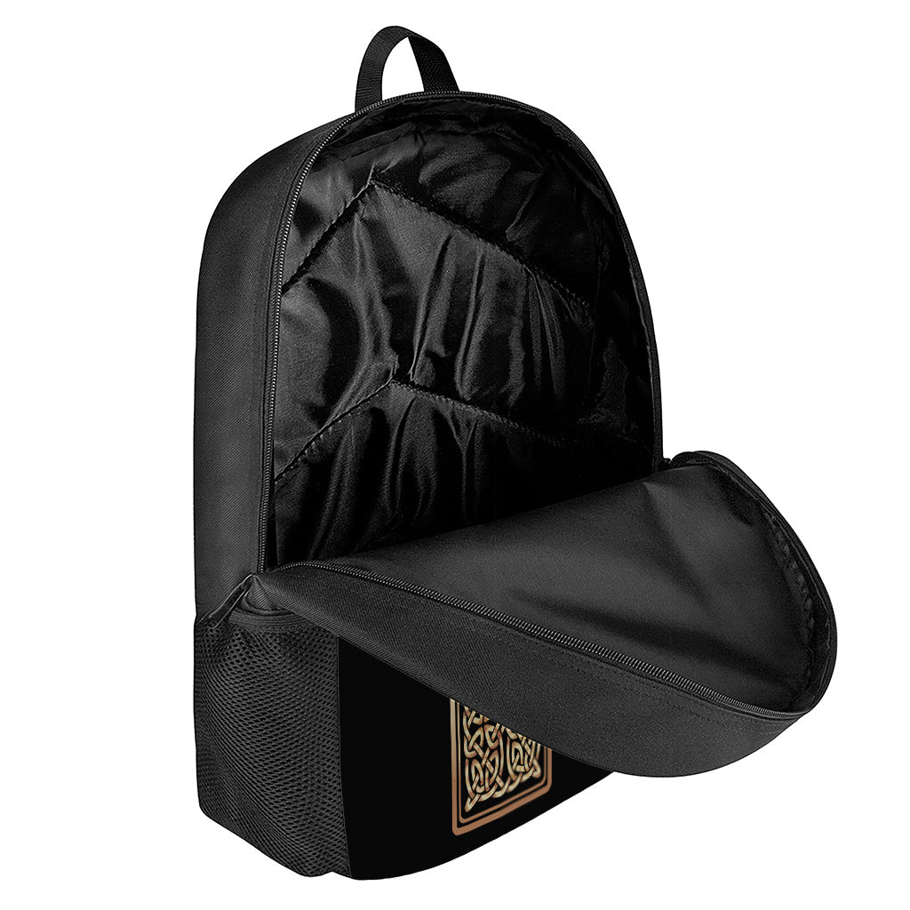 Gold Celtic Knot Cross Print 17 Inch Backpack
