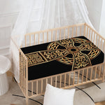 Gold Celtic Knot Cross Print Baby Crib Sheet