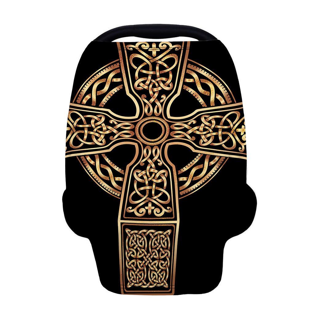 Gold Celtic Knot Cross Print Baby Seat Cover