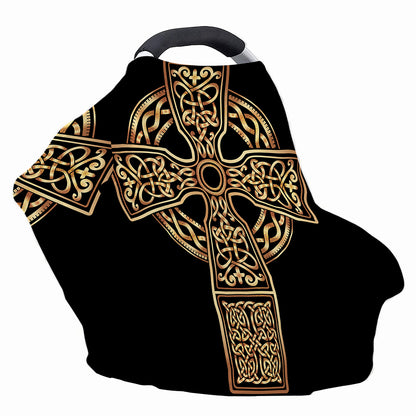 Gold Celtic Knot Cross Print Baby Seat Cover