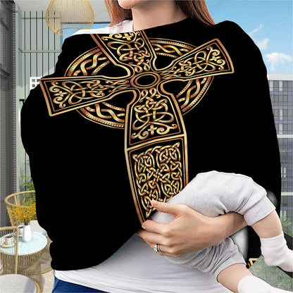 Gold Celtic Knot Cross Print Baby Seat Cover