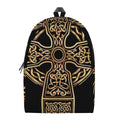 Gold Celtic Knot Cross Print School Backpack