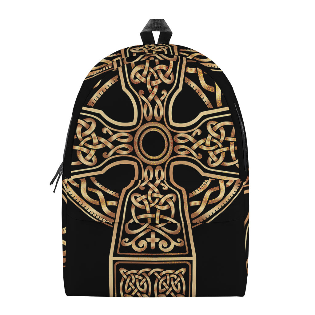 Gold Celtic Knot Cross Print Backpack