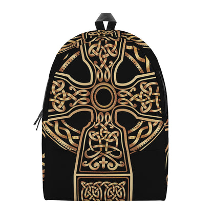 Gold Celtic Knot Cross Print Backpack