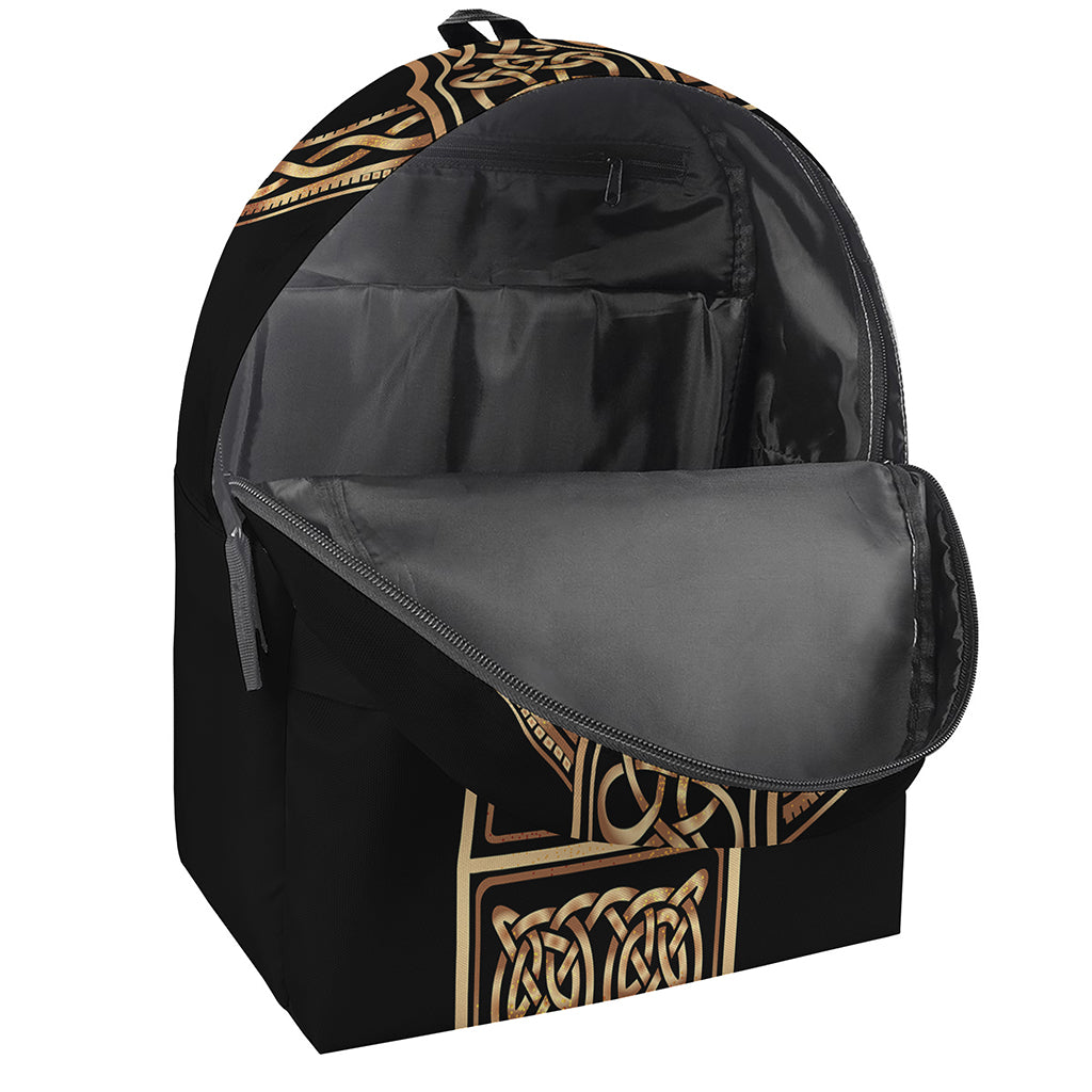 Gold Celtic Knot Cross Print Backpack