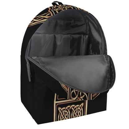 Gold Celtic Knot Cross Print Backpack