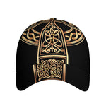 Gold Celtic Knot Cross Print Baseball Cap