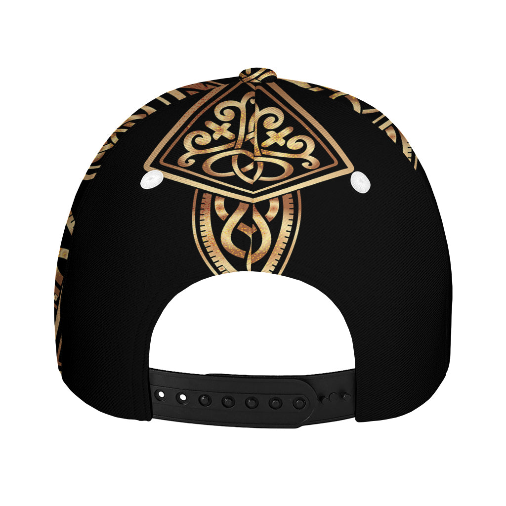 Gold Celtic Knot Cross Print Baseball Cap