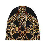 Gold Celtic Knot Cross Print Beanie