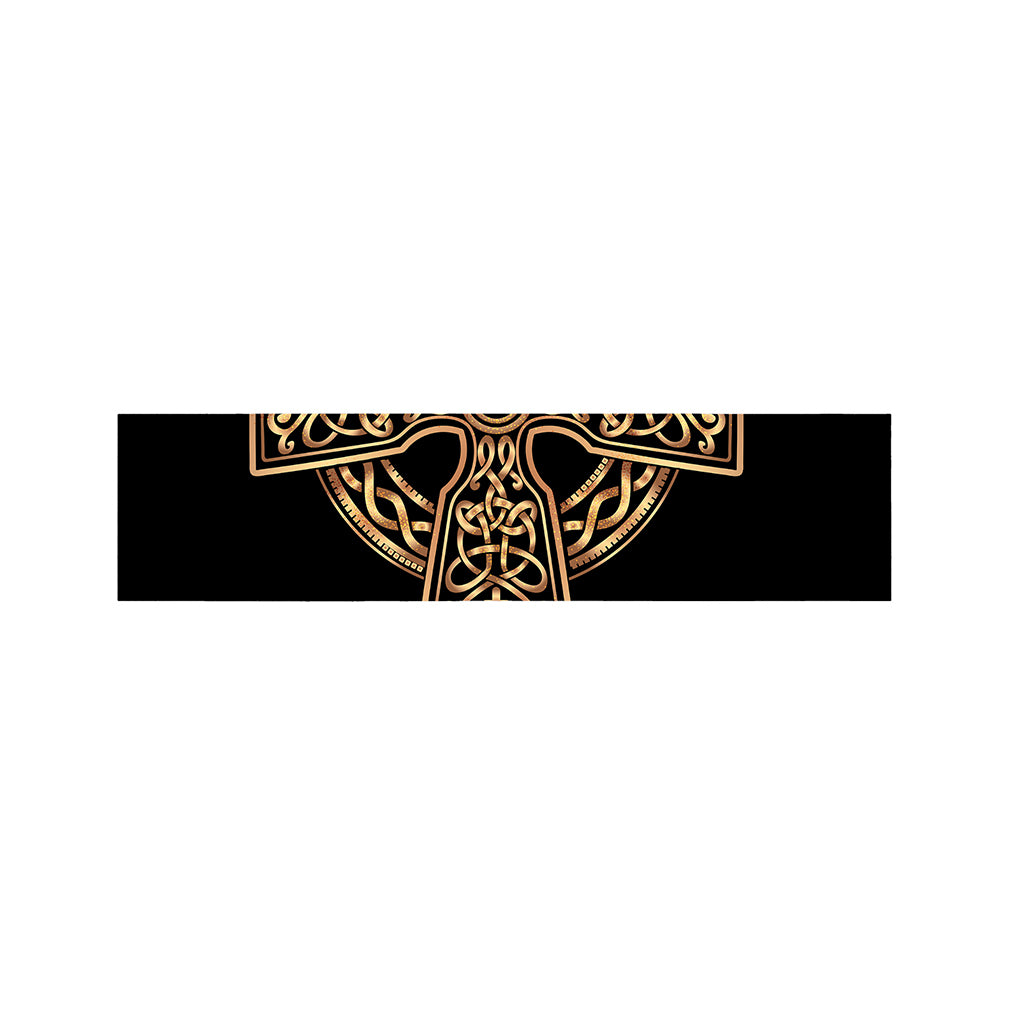 Gold Celtic Knot Cross Print Bed Runner