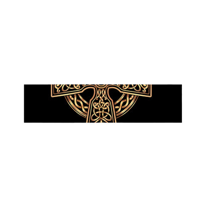 Gold Celtic Knot Cross Print Bed Runner