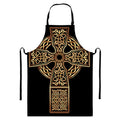Gold Celtic Knot Cross Print Bib Apron With Pocket