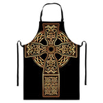 Gold Celtic Knot Cross Print Bib Apron With Pocket