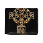 Gold Celtic Knot Cross Print Bifold Wallet