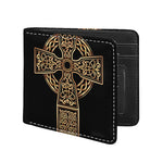 Gold Celtic Knot Cross Print Bifold Wallet