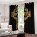 Gold Celtic Knot Cross Print Dimout Grommet Curtains