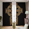 Gold Celtic Knot Cross Print Blackout Pencil Pleat Curtains