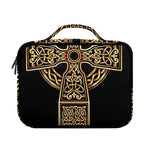 Gold Celtic Knot Cross Print Briefcase Bible Bag