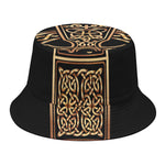 Gold Celtic Knot Cross Print Bucket Hat