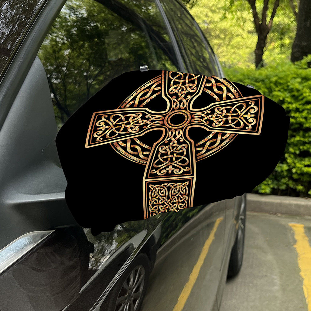 Gold Celtic Knot Cross Print Car Side Mirror Covers