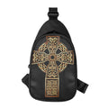 Gold Celtic Knot Cross Print Sling Bag
