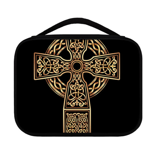 Gold Celtic Knot Cross Print Classic Bible Case