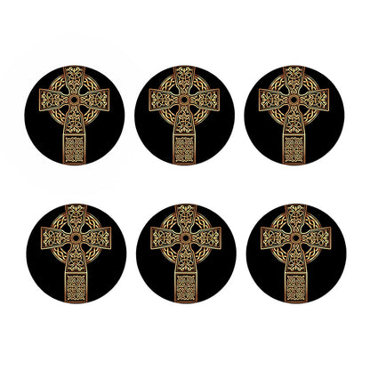 Gold Celtic Knot Cross Print Coaster Set