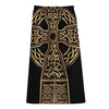 Gold Celtic Knot Cross Print Cotton Front Slit Maxi Skirt