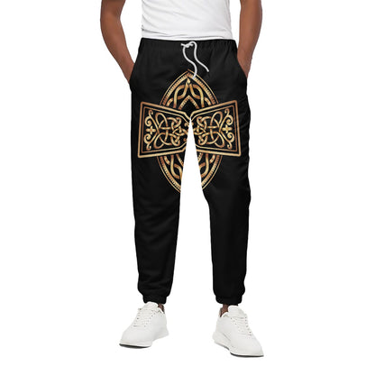 Gold Celtic Knot Cross Print Cotton Pants