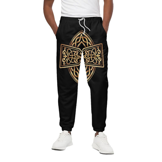 Gold Celtic Knot Cross Print Cotton Pants