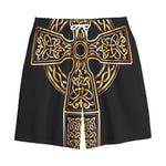 Gold Celtic Knot Cross Print Cotton Shorts