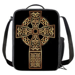 Gold Celtic Knot Cross Print Crossbody Lunch Bag