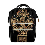 Gold Celtic Knot Cross Print Diaper Bag