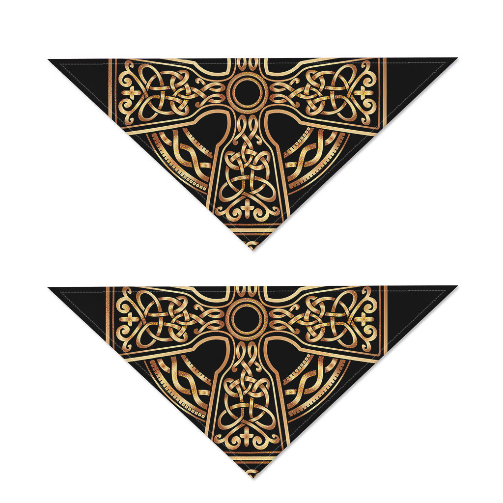 Gold Celtic Knot Cross Print Dog Bandana