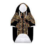 Gold Celtic Knot Cross Print Dog Zip Up Hoodie